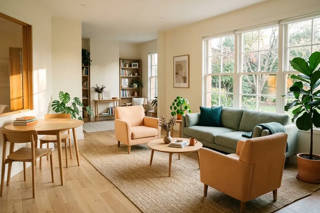A welcoming, light-filled room at the Brightside center.